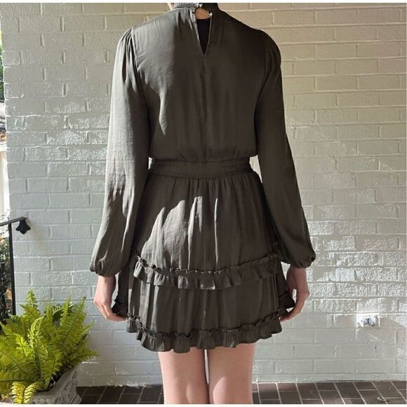 Vestique Olive Green Baby Doll Party Dress. Size L. High Neck Swiftie - Picture 7 of 14